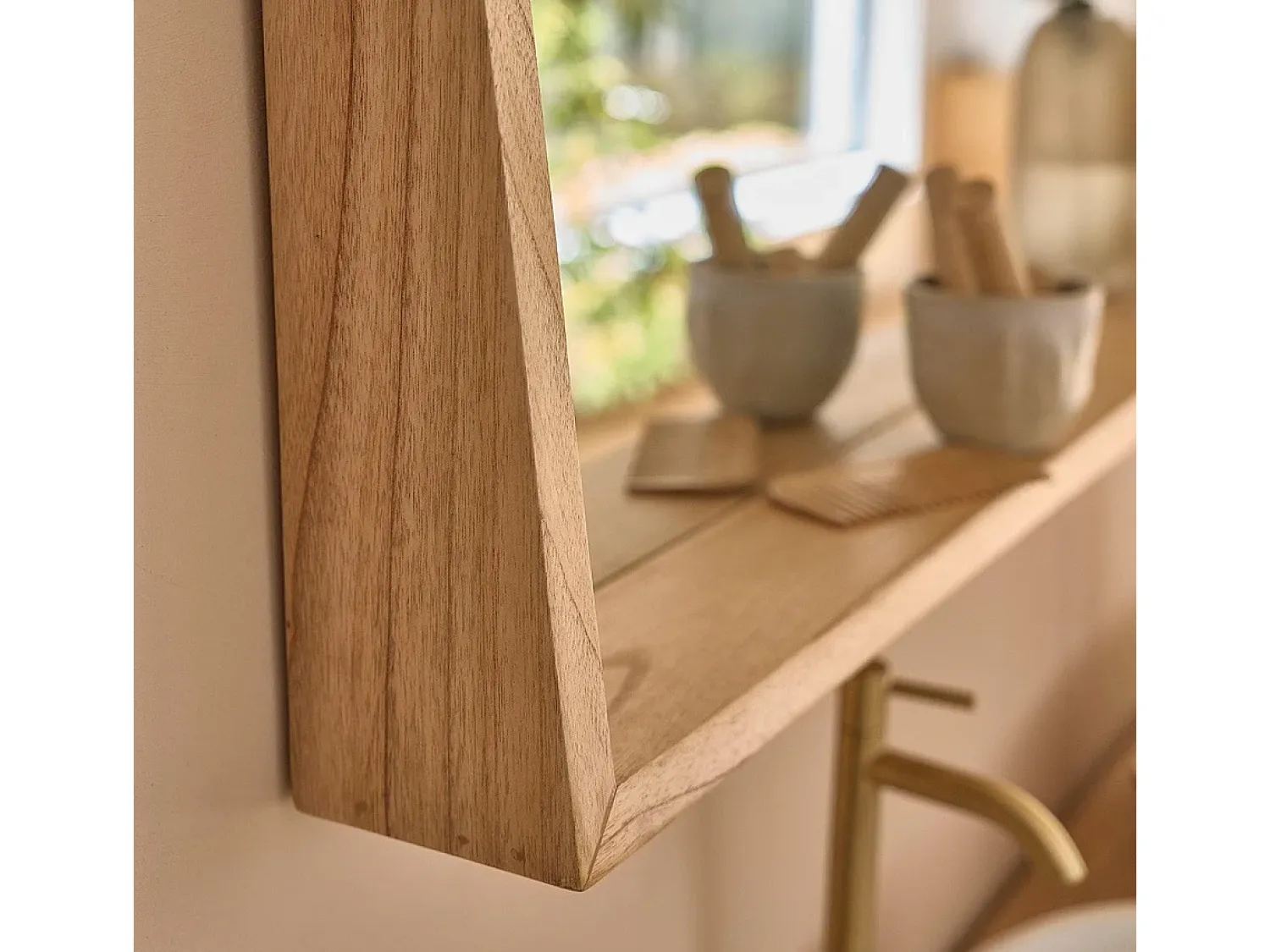 BERAH GETAH Espejo De Pared|Espejo^Espejo de madera de minmaciza de 135x67 cm Color natural claro