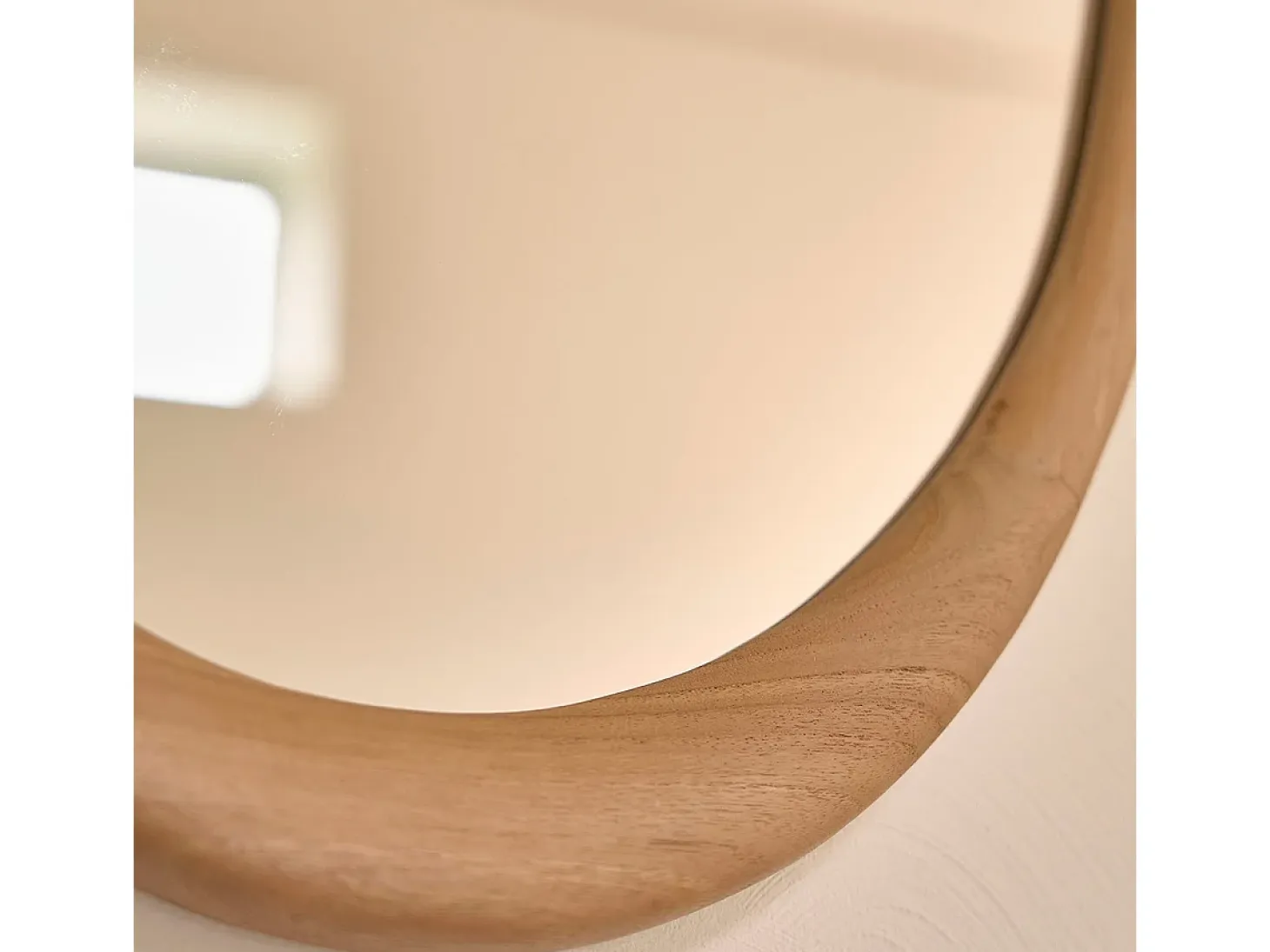 Espejo de madera de teca maciza de 75 cm
