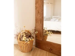 Outlet DECOWOOD Espejo de madera maciza tono roble oscuro de 165x65cm - IZAL - Marru00f3n