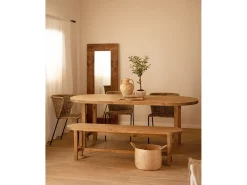 Outlet DECOWOOD Espejo de madera maciza tono roble oscuro de 165x65cm - IZAL - Marru00f3n