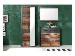 Les Tendances Espejo De Pared|Espejo^Espejo de pared con estante en roble oscuro y melamina gris Orcel Multicolor