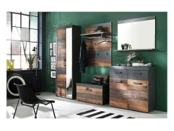 Les Tendances Espejo De Pared|Espejo^Espejo de pared con estante en roble oscuro y melamina gris Orcel Multicolor