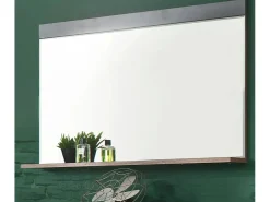Les Tendances Espejo De Pared|Espejo^Espejo de pared con estante en roble oscuro y melamina gris Orcel Multicolor