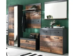 Les Tendances Espejo De Pared|Espejo^Espejo de pared con estante en roble oscuro y melamina gris Orcel Multicolor