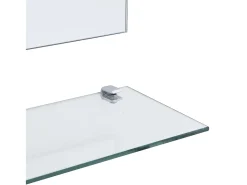 Online Espejo de pared con estante de vidrio templado 100x60 cm ES680690 Plateado