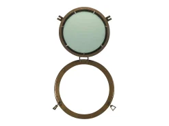 Sale Espejo de pared con forma de ojo de buey Ø50 cm aluminio y cristal Marru00f3n