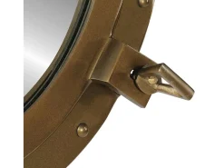 Sale Espejo de pared con forma de ojo de buey Ø50 cm aluminio y cristal Marru00f3n