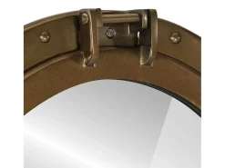 Sale Espejo de pared con forma de ojo de buey Ø50 cm aluminio y cristal Marru00f3n