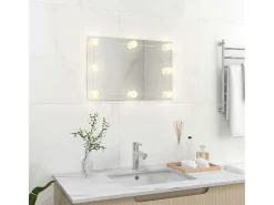 Clearance Espejo de pared con lámparas LED Cristal Rectangular Plateado
