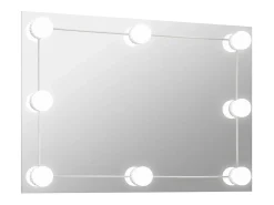 Clearance Espejo de pared con lámparas LED Cristal Rectangular Plateado