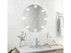 Outlet Espejo de pared con luces LED Cristal Redondo Plateado