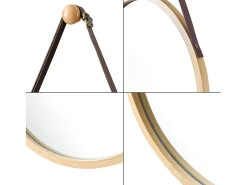 Discount Helloshop26 Espejo de pared con marco de bambú 35 cm 03_0007893 Marru00f3n
