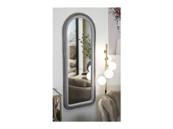New Espejo de pared con marco arqueado de tela 160x60x4 cm Cloe - Gris Topo
