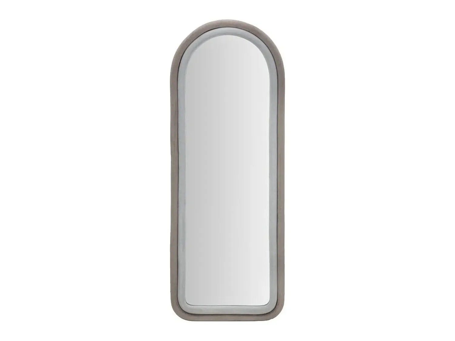 New Espejo de pared con marco arqueado de tela 160x60x4 cm Cloe - Gris Topo