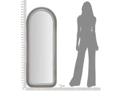 New Espejo de pared con marco arqueado de tela 160x60x4 cm Cloe - Gris Topo
