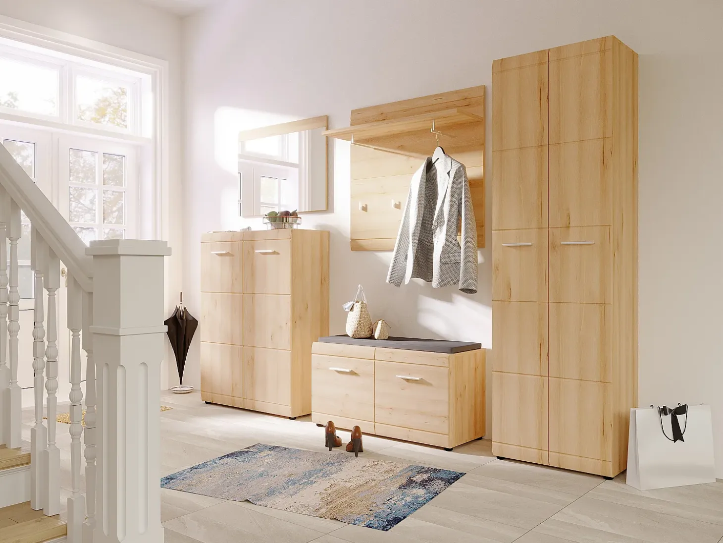 Espejo de pared Contour en madera de haya look Colonia