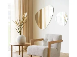 Hot Les Tendances Espejo de pared DEVONPORT de metal con forma orgánica (ancho 70 x alto 100 cm) Plateado