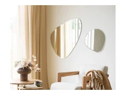 Online Les Tendances Espejo de pared DEVONPORT de metal con forma orgánica (ancho 50 x alto 50 cm) Plateado
