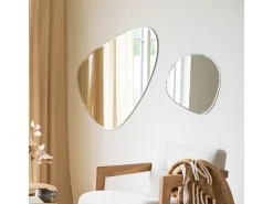 Online Les Tendances Espejo de pared DEVONPORT de metal con forma orgánica (ancho 50 x alto 50 cm) Plateado