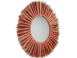 THINIA HOME Espejo De Pared|Espejo^Espejo de Pared en Algas Marinas Redondo Meer Ø76cm Rojo