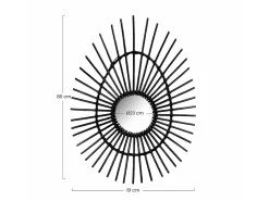 THINIA HOME Espejo De Pared|Espejo^Espejo de Pared en Ratán Ovalado Deko 80cm Negro