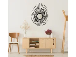 THINIA HOME Espejo De Pared|Espejo^Espejo de Pared en Ratán Ovalado Deko 80cm Negro