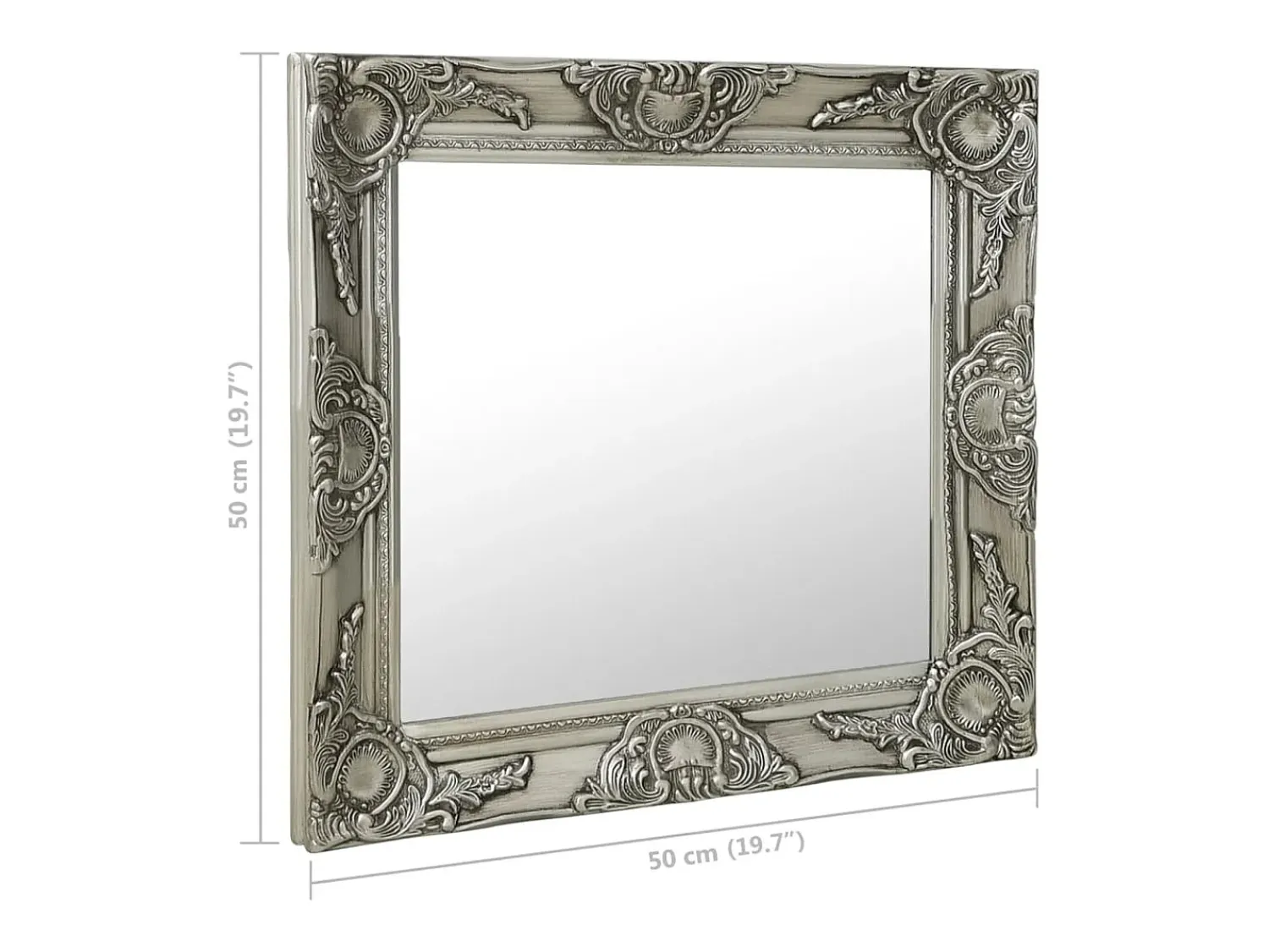 Clearance Espejo de pared estilo barroco 50x50 cm Plata Plateado