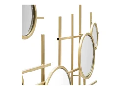 New Espejo de pared geométrico con múltiples espejos redondos 117x61cm Gloxy Dorado