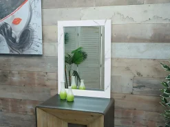 Espejo de pared MCW-L86, aspecto mármol blanco