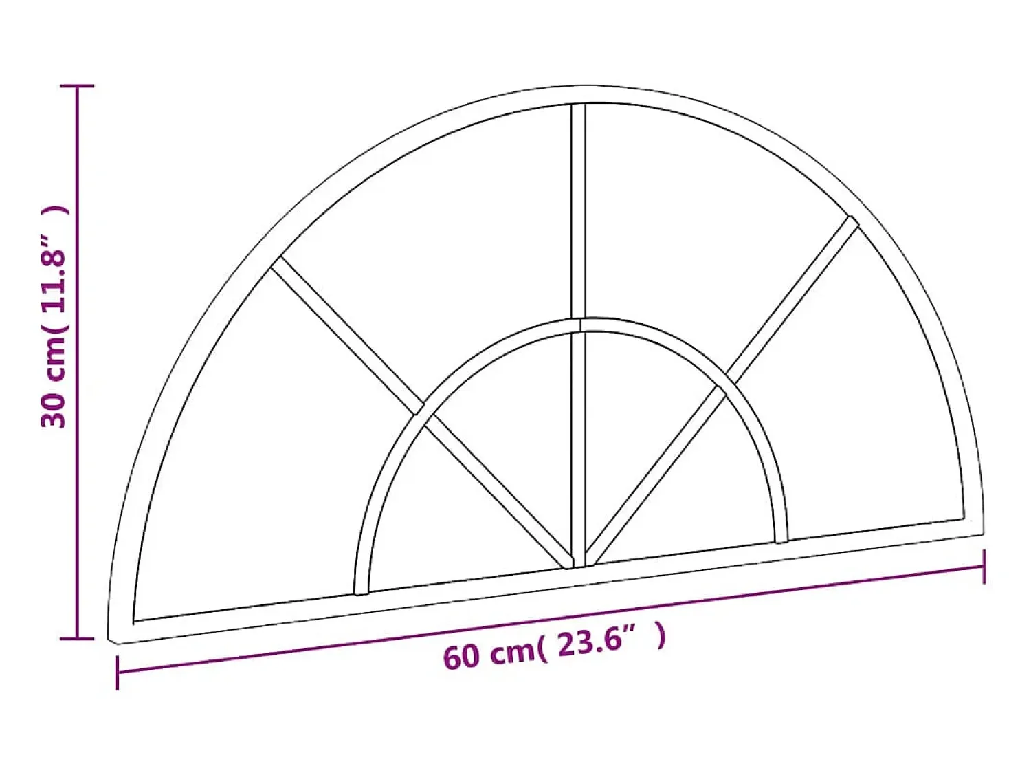 Best Espejo de pared 60x30 cm arco de hierro Negro