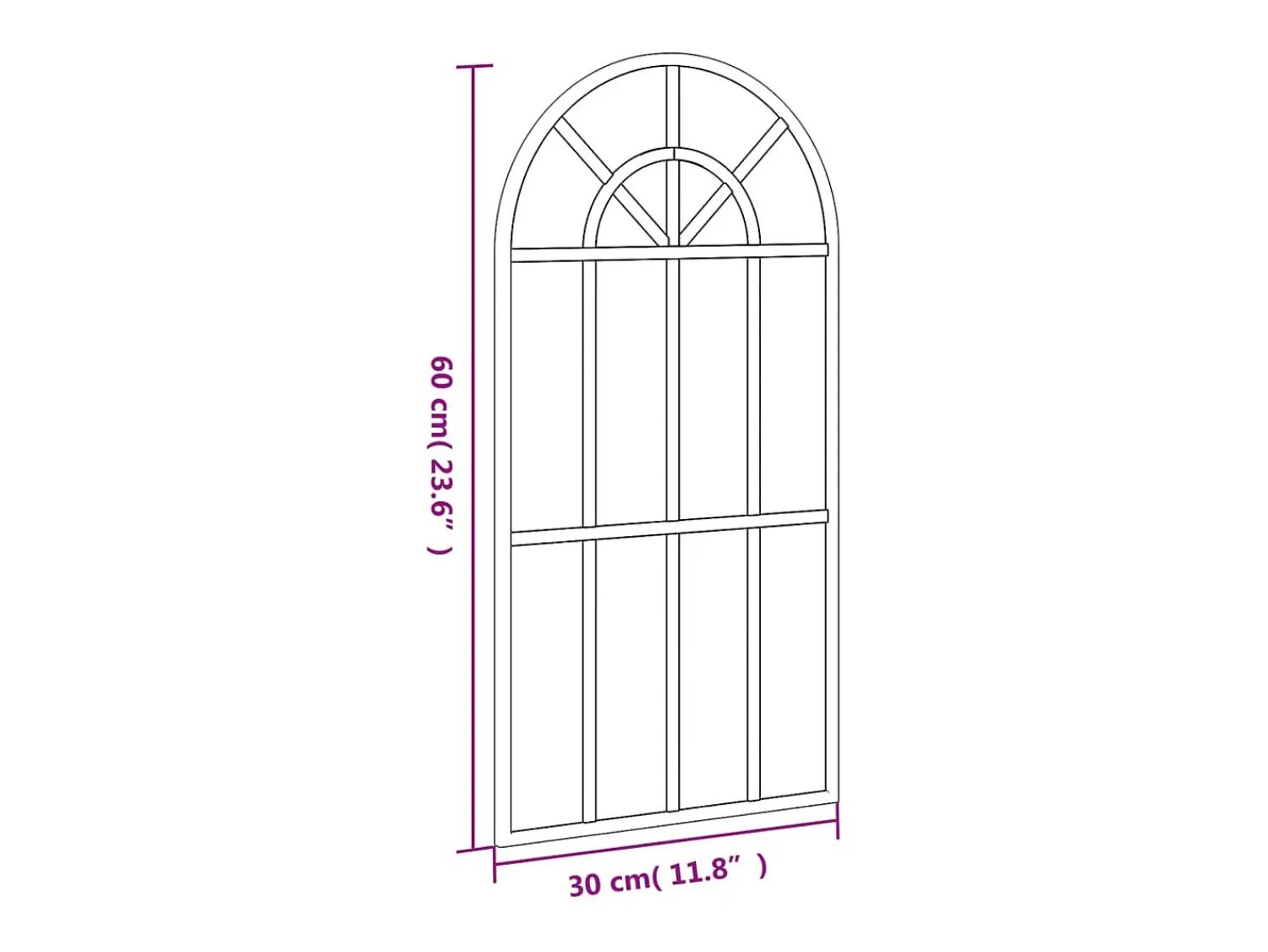 Outlet Espejo de pared 30x60 cm arco de hierro Negro