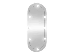 Online Espejo de pared ovalado con luces LED vidrio 25x60 cm ES884165 Plateado