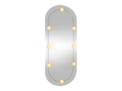 Online Espejo de pared ovalado con luces LED vidrio 25x60 cm ES884165 Plateado