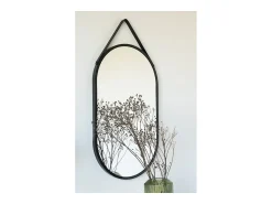 Les Tendances Espejo de pared ovalado TRAPANI de metal – L 35 x H 60 cm Negro