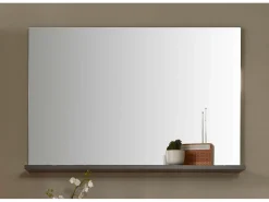 Espejo de pared rectangular con estante Dravy gris oscuro 90 cm