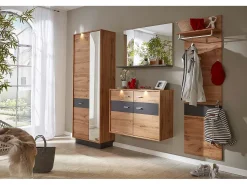 Espejo de pared rectangular con estante Dravy gris oscuro 90 cm