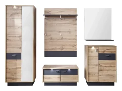 Espejo de pared rectangular con estante Dravy gris oscuro 90 cm