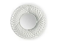 Hot Les Tendances Espejo de pared redondo de mimbre Gaell D 50 cm Blanco