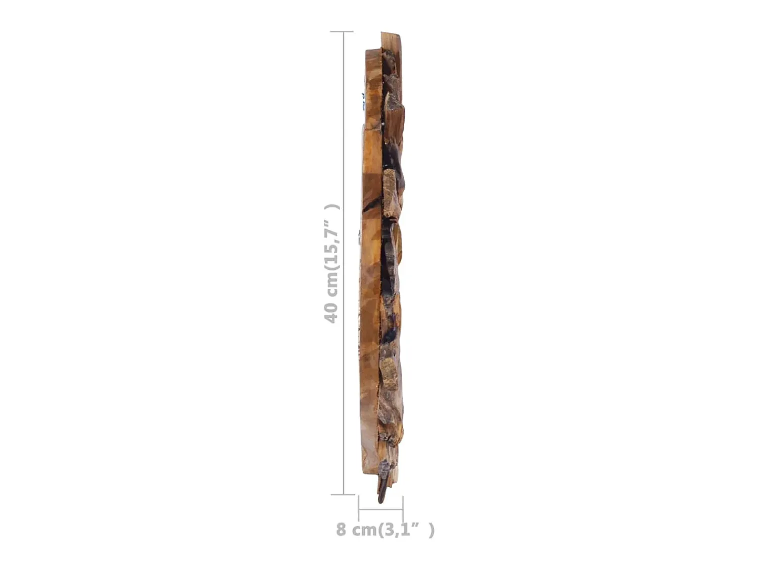 Online Espejo de pared redondo de teca de 40 cm Marru00f3n