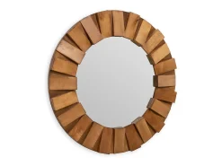 Espejo de pared redondo de madera natural SONA – Ø 89 cm