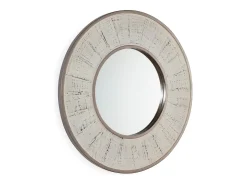 Les Tendances Espejo de pared redondo de madera blanca antigua TANUZ – Ø 80 cm Blanco