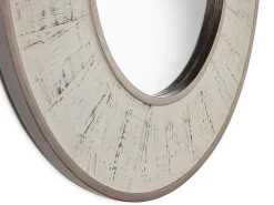 Les Tendances Espejo de pared redondo de madera blanca antigua TANUZ – Ø 80 cm Blanco