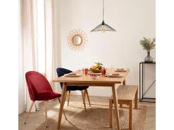Espejo de pared redondo Flor en ratán beige 56 cm con espejo central de 23,5 cm para fijar en la pared