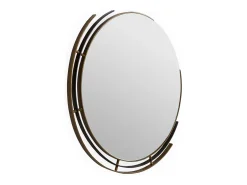 Les Tendances Espejo De Pared|Espejo^Espejo de pared redondo MAXIMUS de metal dorado antiguo y – Ø 81 cm Negro