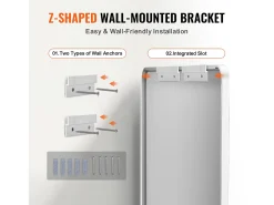 Clearance Espejo de Pared SucceBuy, 91,5 x 91,5 cm, Plata, Espejo Resistente a Rayones con Soporte en Forma de Z, con Contornos en Aleación de Aluminio Plateado