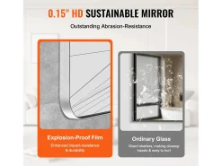 Clearance Espejo de Pared SucceBuy, 91,5 x 91,5 cm, Plata, Espejo Resistente a Rayones con Soporte en Forma de Z, con Contornos en Aleación de Aluminio Plateado