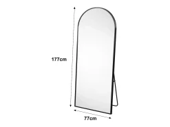 Sale Espejo de pie arqueado 177×77 cm con marco – Diseño elegante y vintage, versátil (colgar o colocar) Negro