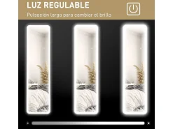 Espejo de pie Atlantis Homcom luz LED ajustable negro 150x40 cm
