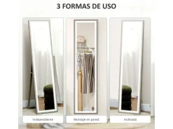 Homcom Espejo^Espejo de pie Nerpio luz LED ajustable 160x40 cm Gris