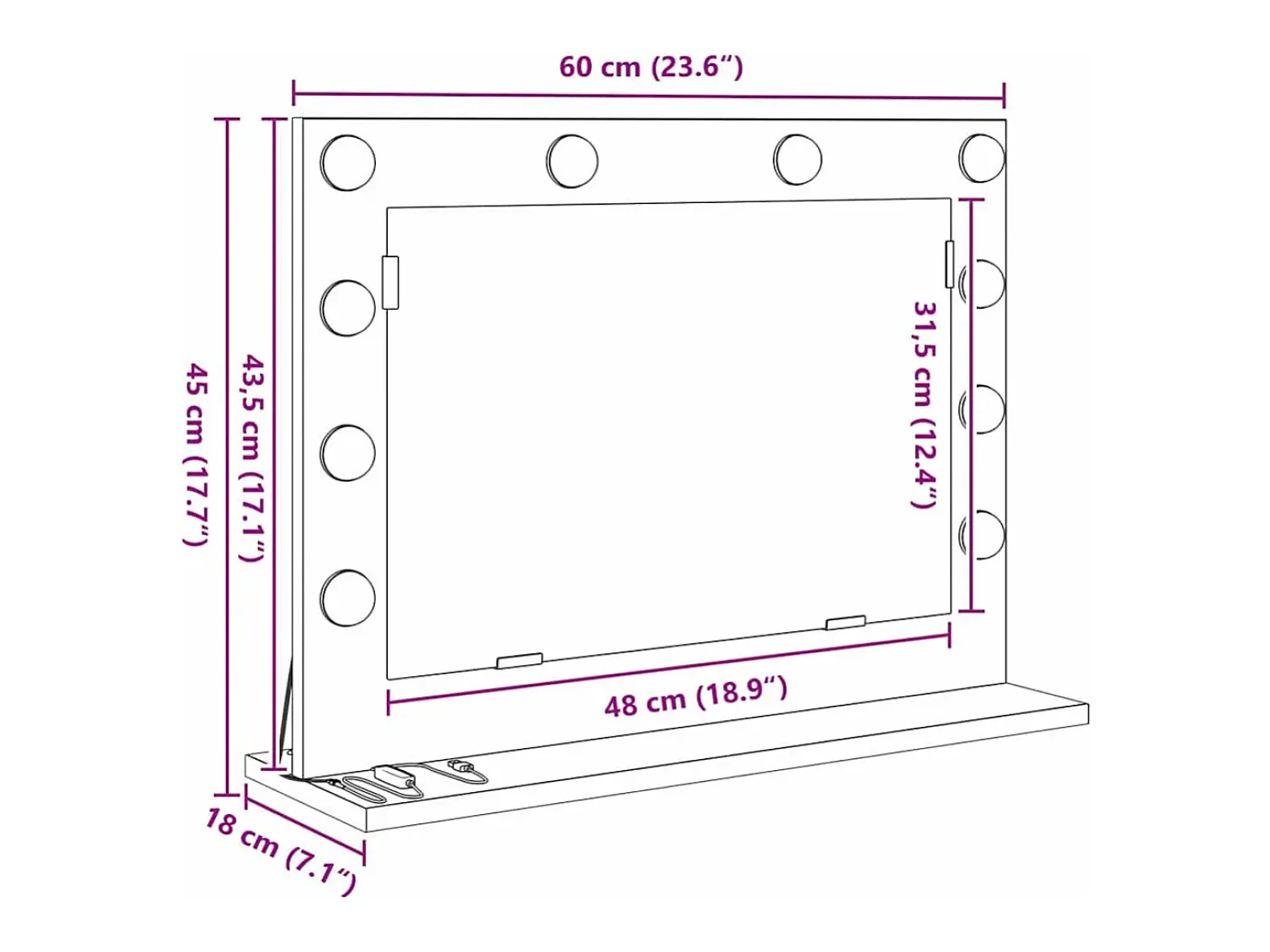 Best Espejo de tocador con espejo Roble artesanal 60 x 45 x 18 cm Marru00f3n